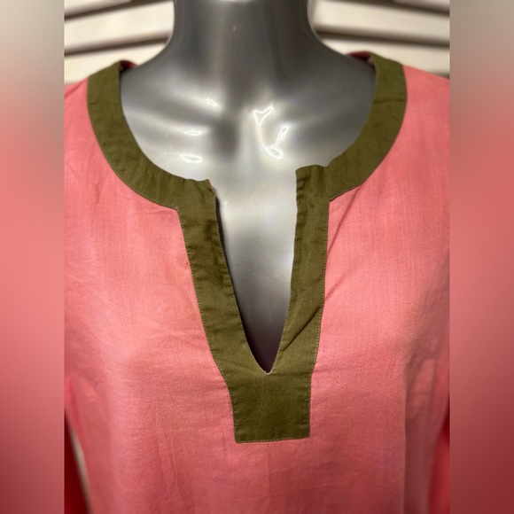 Lucky Brand coral and olive tunic top - Picture 3 of 6